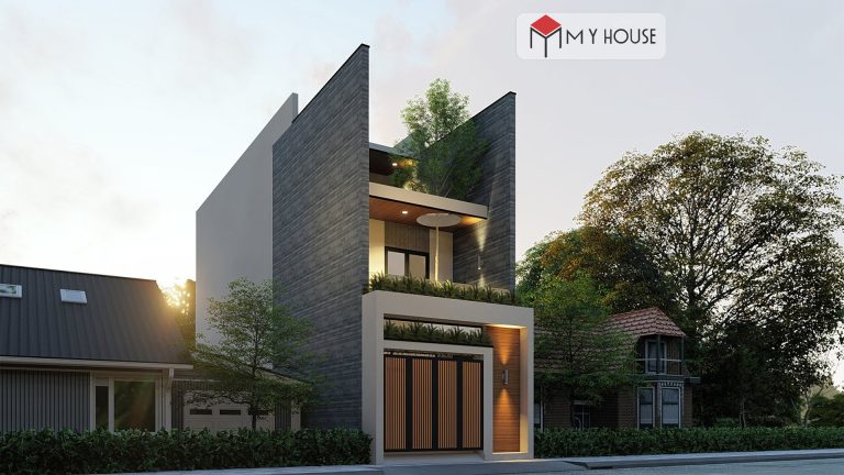 mẫu nhà phố 2 tầng 1 tum