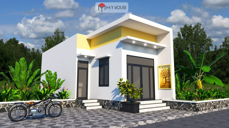 trang trí mặt tiền nhà cấp 4 mái bằng