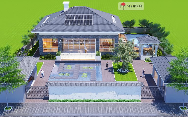 biệt thự nhà vườn 1 tầng mái nhật
