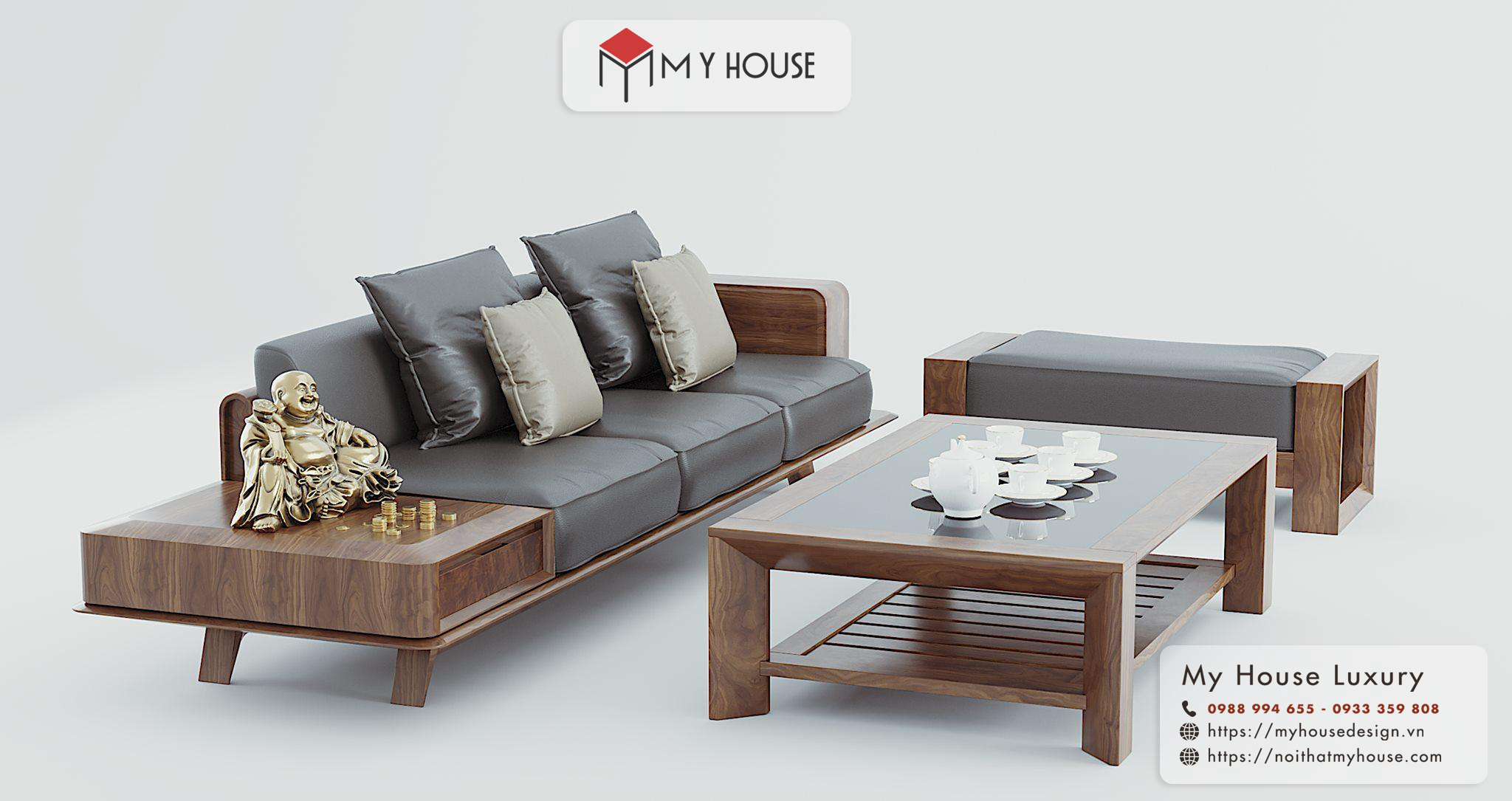 Thiết kế mẫu sofa gỗ chữ l đẹp sang trọng và độ bền cao